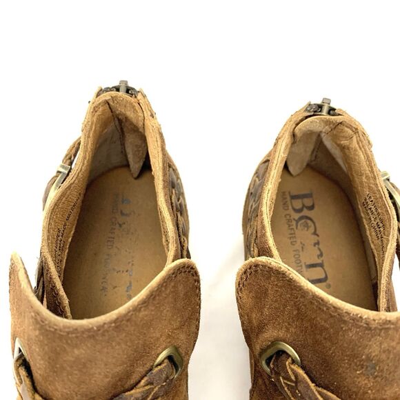 Born Sylvia Distressed Suede Ankle Booties Womens Size 7 M Tobacco Combo Brown - Picture 11 of 13